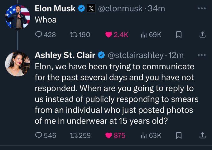 Elon Musk’s Response to St. Clair’s Baby Claim Sparks Controversy Online