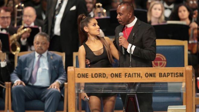 Aretha Franklin's bishop sorry after ‘groping' Ariana Grande her on stage